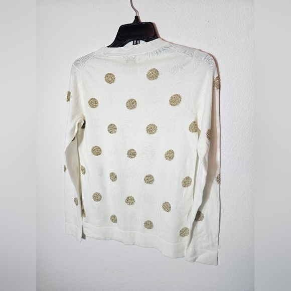 J.Crew Teddie White With Gold Polka Dots Sweater Women's Size XS NWT - Picture 6 of 8